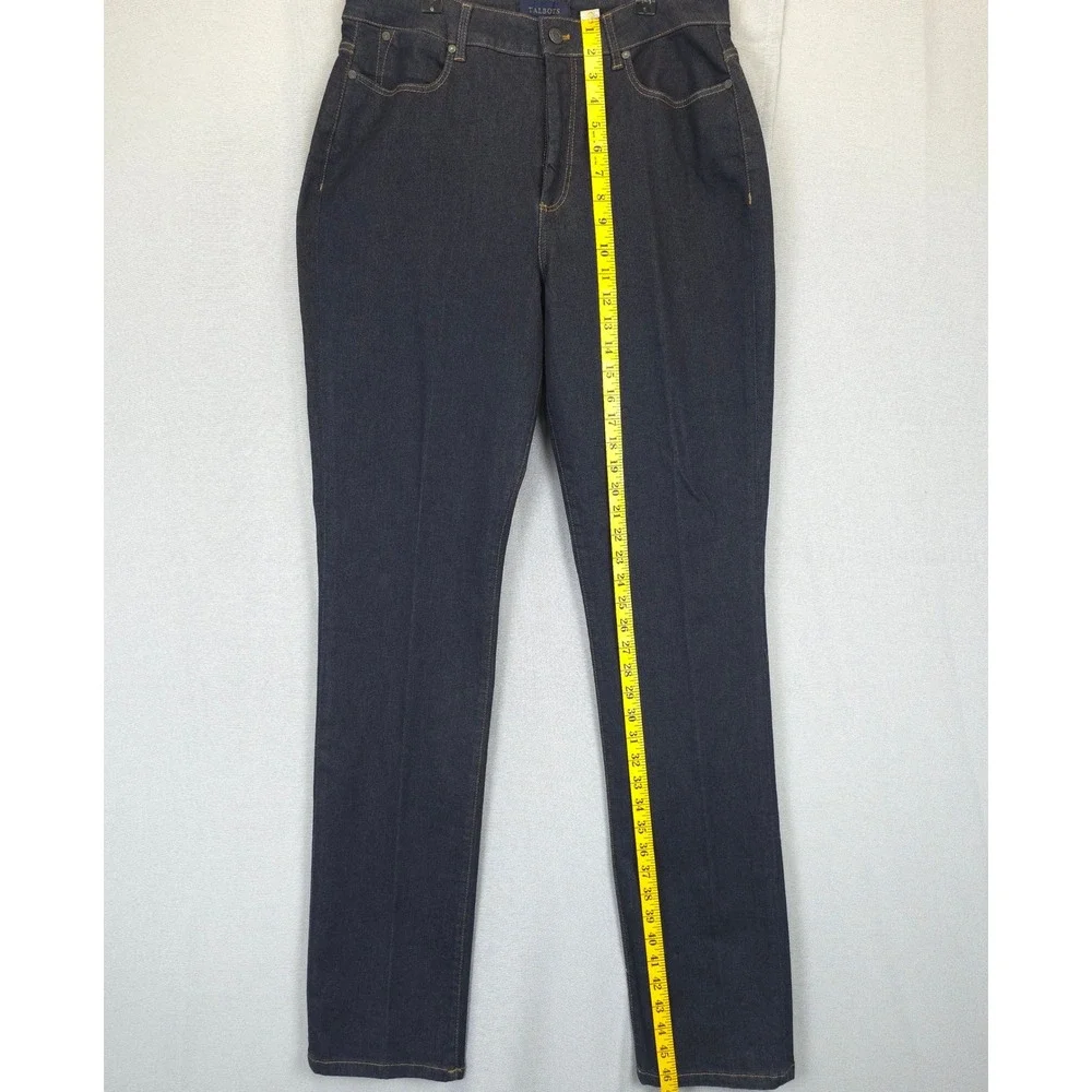 Talbots Dark Wash Blue Denim‎ Jeans Slimming Women 14L Comfort Stretch 5 Pocket